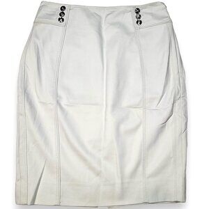 White House Black Market PerfectForm Cream Pencil Skirt Back Slit Lined - 2 EUC